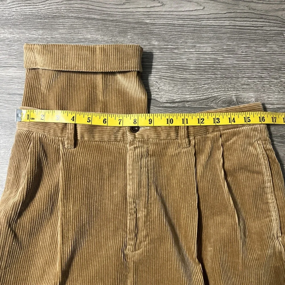 Polo Ralph Lauren Double Pleated And Cuffed Gold Brown Corduroy Pants Size 32x30